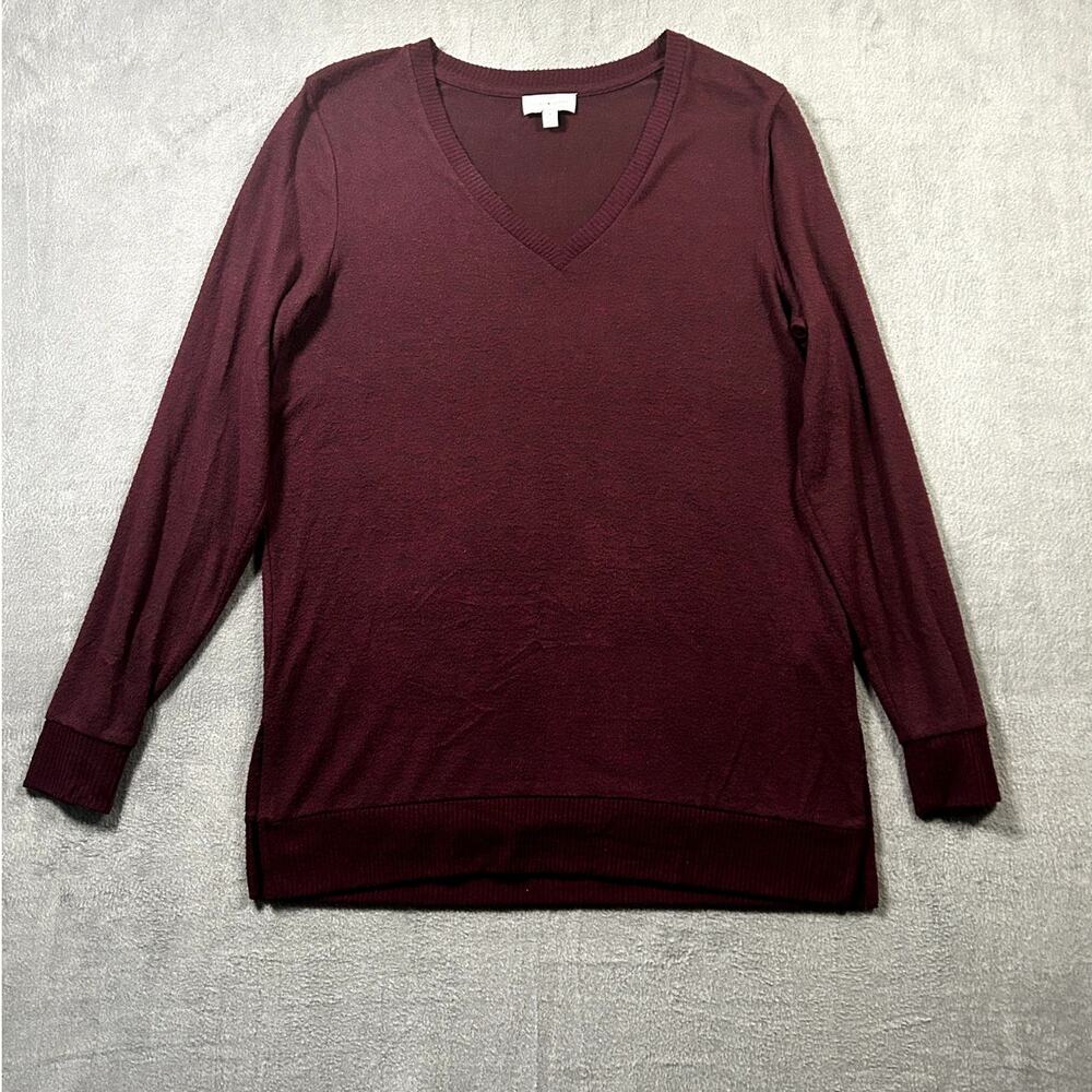 Lucky Brand V-Neck Long Sleeve Sweater‎ Women's Size Medium Viscose Maroon